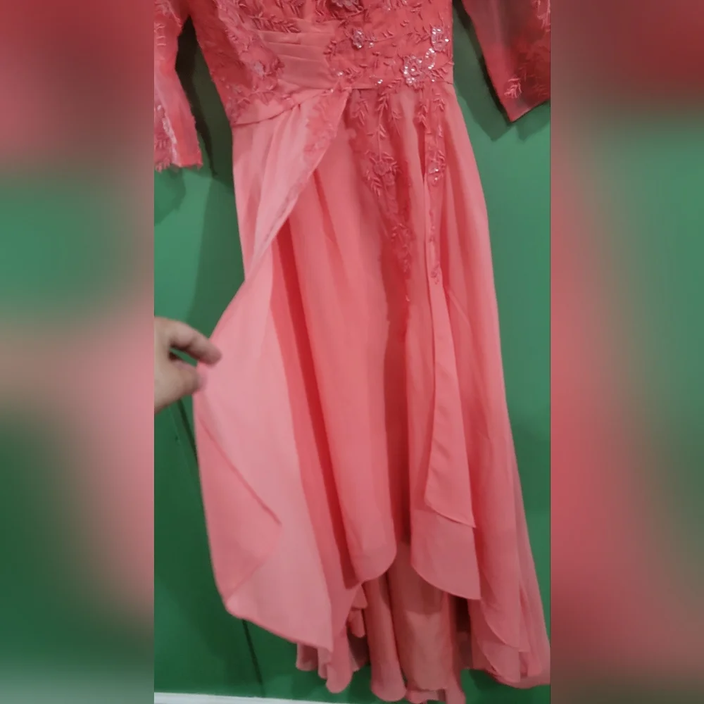 Chic Coral High Low Dress - Picture 3 of 6